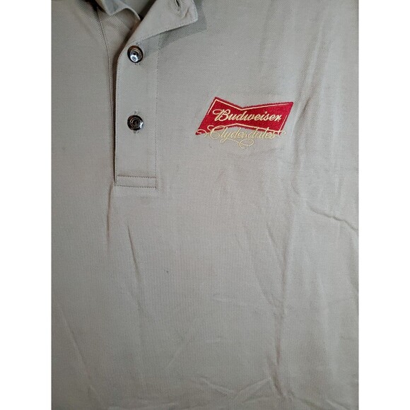 Budweiswer Clydesdales Gold Tri-Mountain Polo Shirt 100% Mercerized Cotton Large - Picture 3 of 8